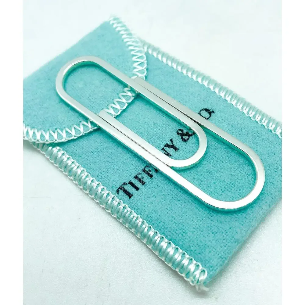 Tiffany & Co Sterling Silver Paperclip Money Clip Holder 2.5